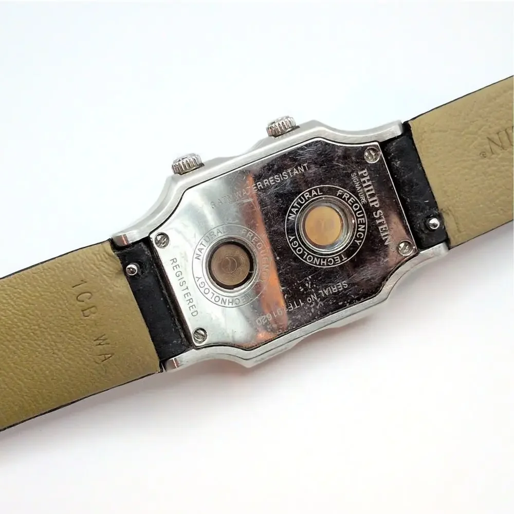Philip Stein Women's Wrist Watch Black Silver Dual Dial 1-MB-CPB Working - *READ